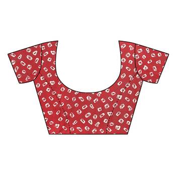 Red printed bhagalpuri silk saree with blouse 4