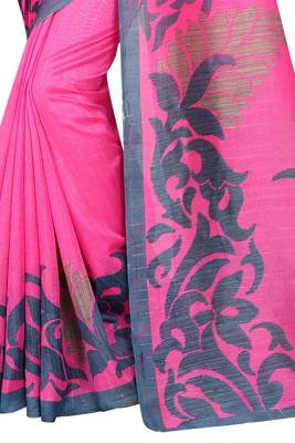 Pink printed bhagalpuri saree with blouse 4
