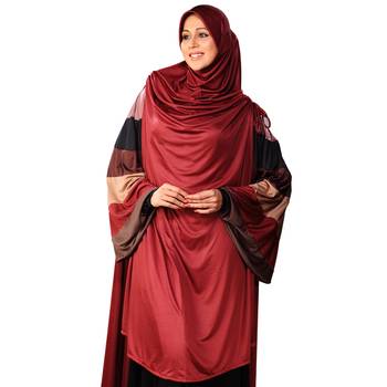 Maroon Poly Cotton Stitched Hijab 1