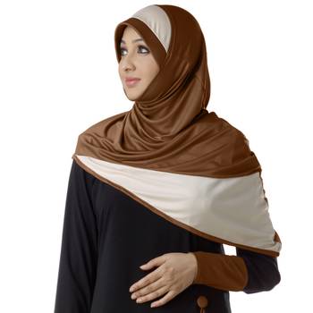 Dark Wheat Wheat Poly Cotton Stitched Hijab 1