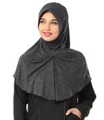 Black Poly Cotton Stitched Hijab