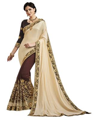 Multicolor embroidered georgette saree with blouse 1