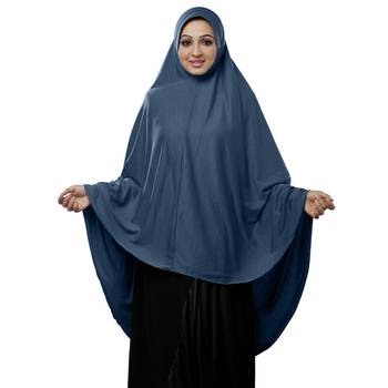 Grey Poly Cotton Stitched Hijab 1