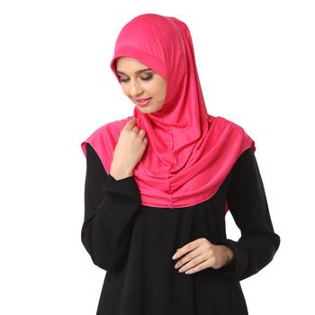 Pink Poly Cotton Stitched Hijab 1