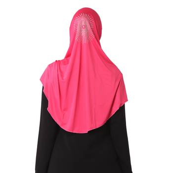 Pink Poly Cotton Stitched Hijab 2