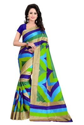 Multicolour printed bhagalpuri saree with blouse 2