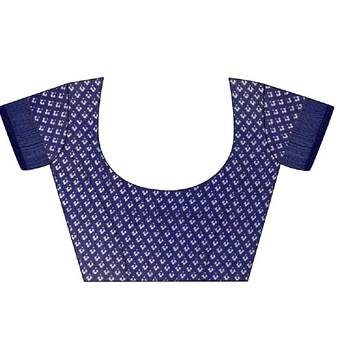 Blue printed bhagalpuri saree with blouse 4
