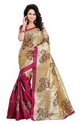 Multicolour printed bhagalpuri saree with blouse 1