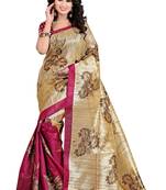 Multicolour printed bhagalpuri saree with blouse
