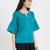 Teal green top with flaired sleeves with gathers