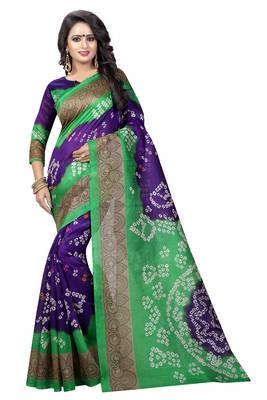 Blue printed bhagalpuri saree with blouse 1