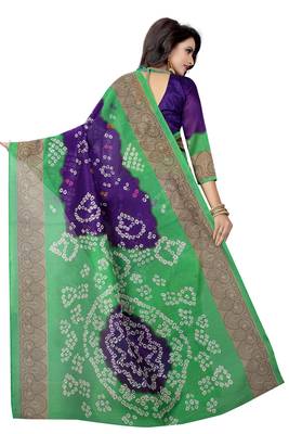 Blue printed bhagalpuri saree with blouse 3