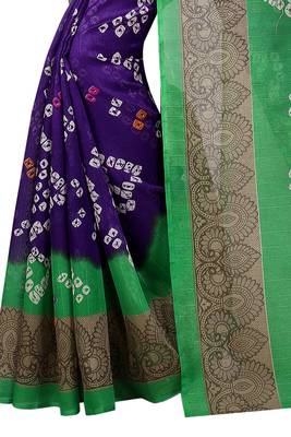 Blue printed bhagalpuri saree with blouse 4