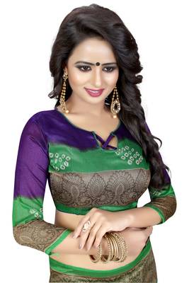 Blue printed bhagalpuri saree with blouse 5