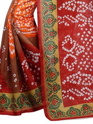 Red printed bhagalpuri saree with blouse 4