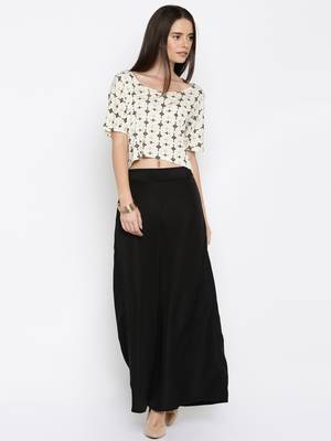 Black Crepe Material Printed Palazzo 1