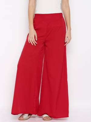 Red Crepe Material Palazzo 2
