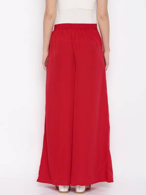 Red Crepe Material Palazzo 3