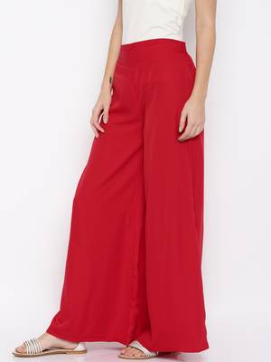 Red Crepe Material Palazzo 4