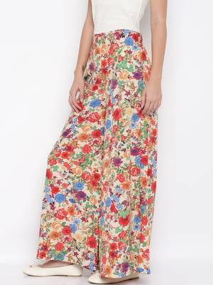 multicolor Crepe Flared Printed Palazzo 4