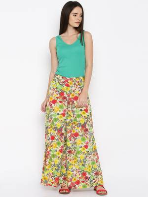 multicolor Crepe Flared Printed Palazzo 1