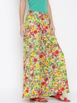 multicolor Crepe Flared Printed Palazzo 4