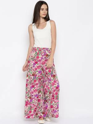 multicolor Crepe Flared Printed Palazzo 1