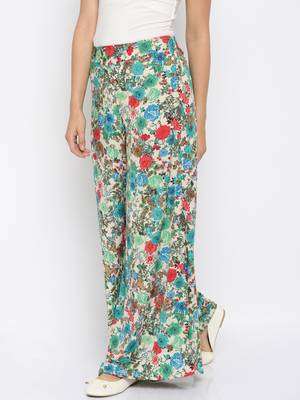multicolor Crepe Flared Printed Palazzo 4