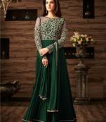 Green Embroidered Faux Georgette Salwar With Dupatta