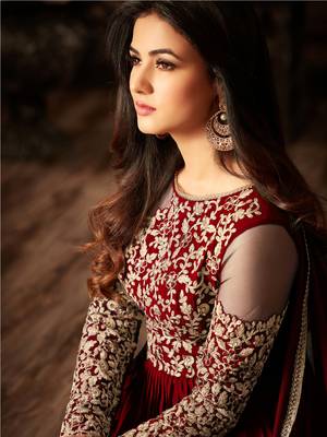 Maroon Embroidered Faux Georgette Salwar With Dupatta 2