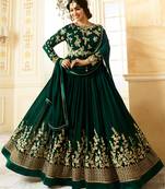 Green Embroidered Faux Georgette Salwar With Dupatta