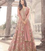 Light-Purple Embroidered Net Salwar With Dupatta