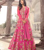 Pink Embroidered Net Salwar With Dupatta