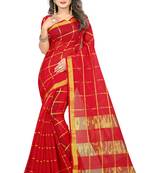 Red Woven Art Silk Saree With Blouse