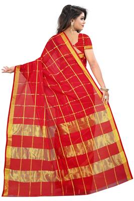 Red Woven Art Silk Saree With Blouse 2