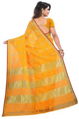 Yellow Woven Art Silk Saree With Blouse 2