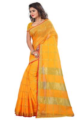 Yellow Woven Art Silk Saree With Blouse 3