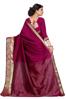 Magenta Woven Banarasi Art Silk  Saree With Blouse 2