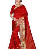 Red Woven Banarasi Art Silk Saree With Blouse