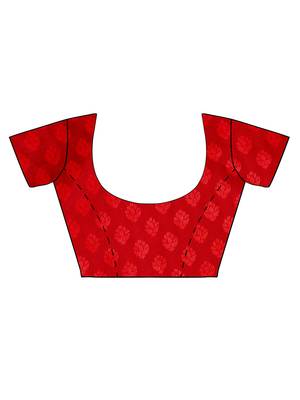 Red Woven Banarasi Art Silk Saree With Blouse 4
