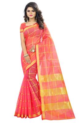 Pink Woven Art Silk Saree With Blouse 1