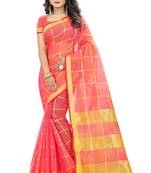Pink Woven Art Silk Saree With Blouse