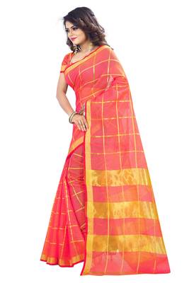 Pink Woven Art Silk Saree With Blouse 3