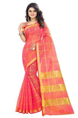 Pink Woven Art Silk Saree With Blouse 4