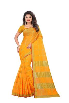 Yellow Woven Art Silk Saree With Blouse 1