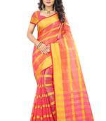 Pink Woven Art Silk Saree With Blouse