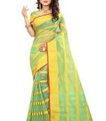 Parrot Green Woven Art Silk Saree With Blouse