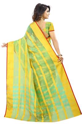 Parrot Green Woven Art Silk Saree With Blouse 2
