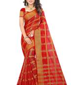 Red Woven Art Silk Saree With Blouse