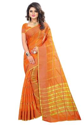 Orange Woven Art Silk Saree With Blouse 1
